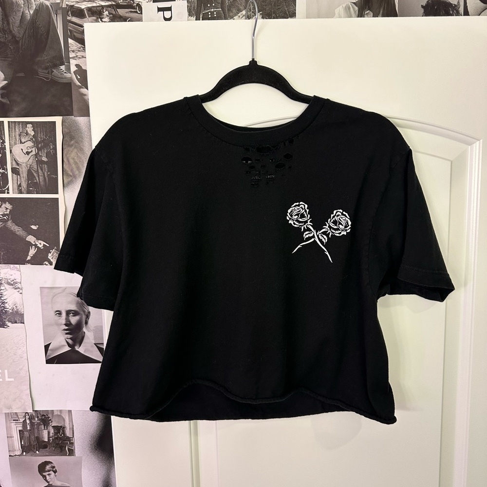SIZE L - The Drive Clothing - Oversized Distressed Crop Top